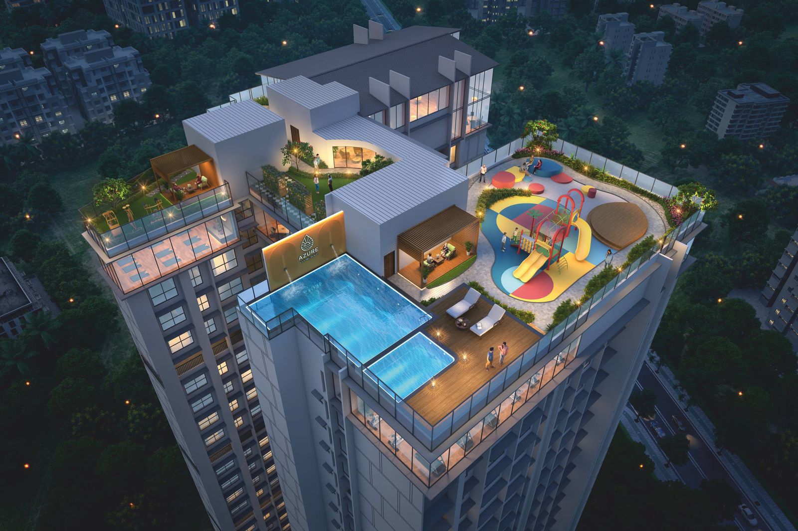 Rooftop sky amenities with panoramic views